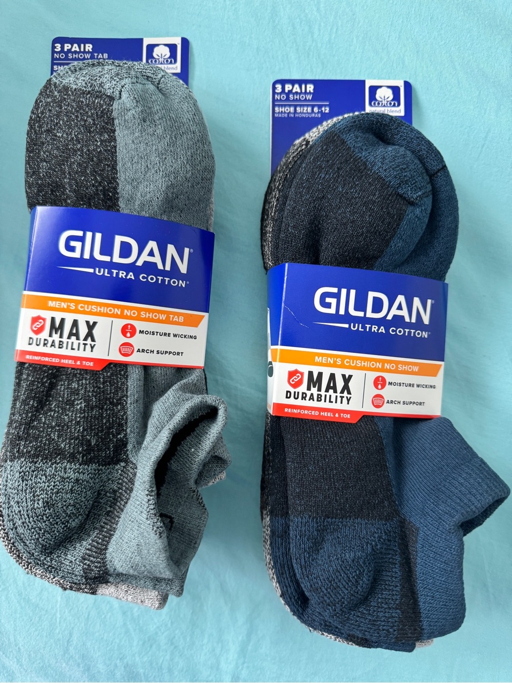 NWT gildan ultra cotton men cushion no show tabs socks - set of 2! 6 pairs total